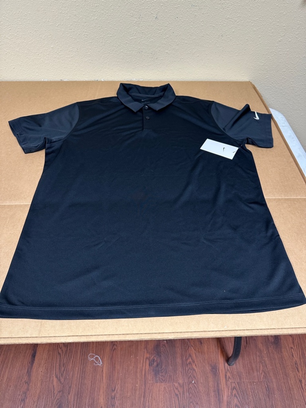 /#103, Size L, Nike Black Men's Short Sleeve Polo - Two-Tone Detail